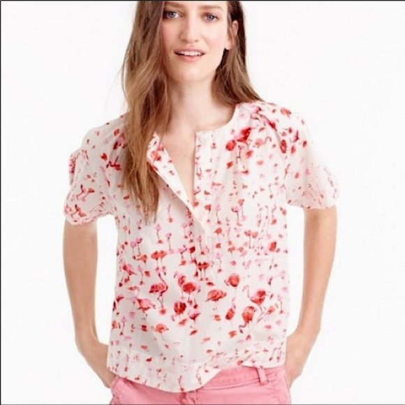 J. Crew Tops - J. Crew Women´s 100% Cotton Pink Flamingo Blouse Top 2